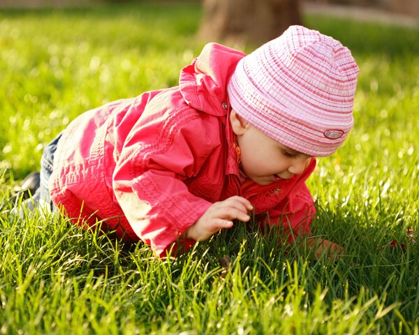 Kleines Baby krabbelt über eine Wiese | © Brebca - Fotolia